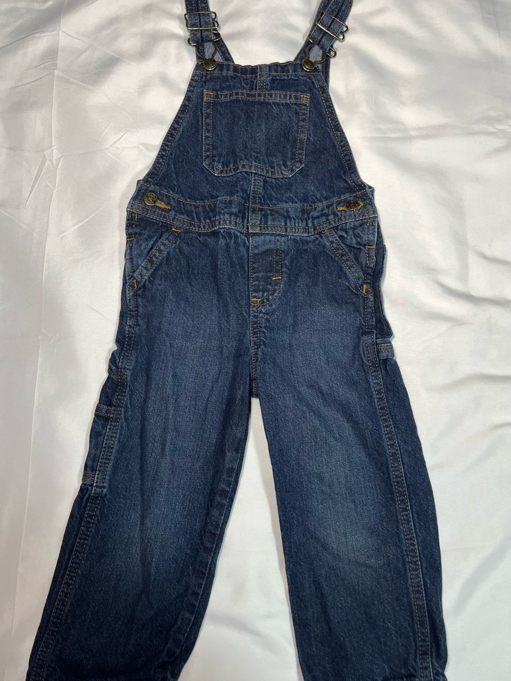 Wrangler Boys Size 3T Blue Denim Carpenter Overalls Adjustable Strap Jeans